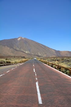 Road to the Pico del Teide mountain on the Canary Island of Tenerife, Spain