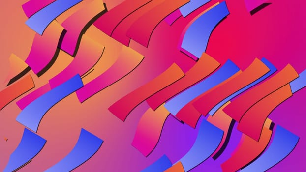 Multi gradient flat shapes. Computer generated 3d render