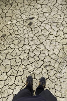 Detail of dry land, climate change and environmental destruction
