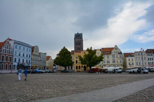 Wismar, Germany, September 10, 2022 - Street in the historic Hanseatic city of Wismar, on the Baltic Sea coast of Mecklenburg-West Pomerania in Germany