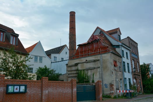 Wismar , Germany, September 10, 2022 - House in the historic Hanseatic city of Wismar, on the Baltic Sea coast of Mecklenburg-West Pomerania in Germany