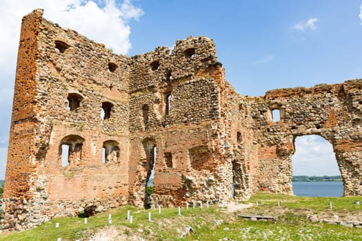 Ludza castle ruins in Latvia. The first mention of the castle dates from 1433 when the Livonian Order built a larger and stronger fortress to replace an earlier wooden fortress.