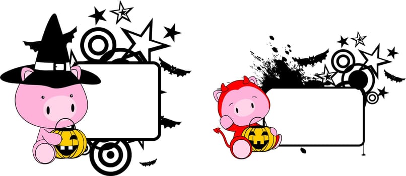 halloween costume cute animal baby cartoon set in vector format