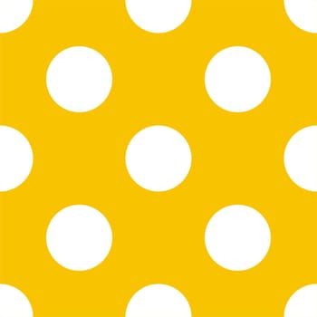 Seamless vector pattern with big white polka dots on a sunny yellow background. For tile wallpaper decoration