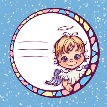 Vector illustration of frame with cute angel.