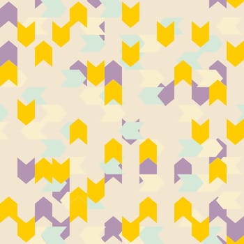Chevron seamless vector colorful pattern or tile background with zig zag yellow, mint green and violet stripes.
