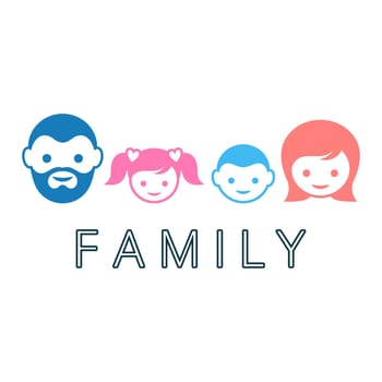 Simple colorful family symbol with parents and children
