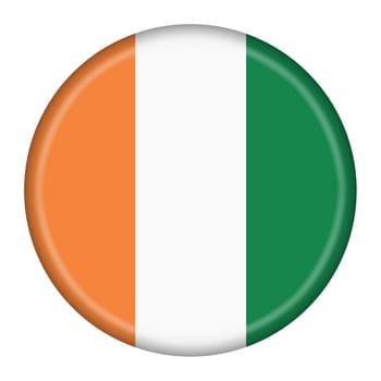 A Cote Divoire Ivory Coast flag button 3d illustration with clipping path