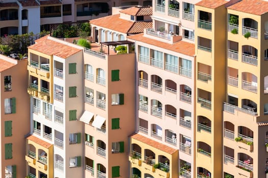 Monte Carlo, Monaco - August 2022: detail of luxury real estete residential building