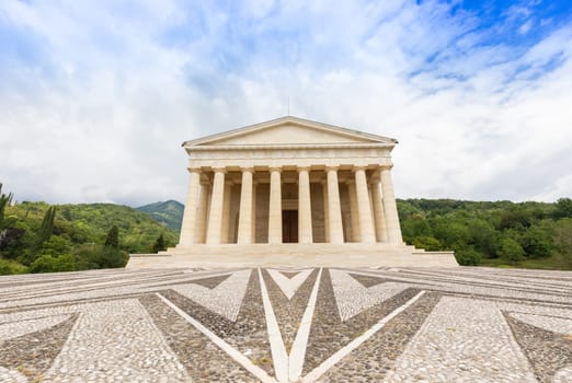 Possagno, Italy. Temple of Antonio Canova with classical colonnade and pantheon design exterior