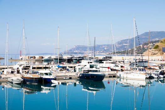 Ventimiglia, Italy - August 2022: the port of Cala del Forte, brand new, state-of-the-art marina property of Monte Carlo