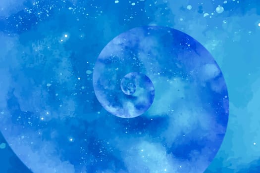 Starry blue background with optical spiral and futuristic design.