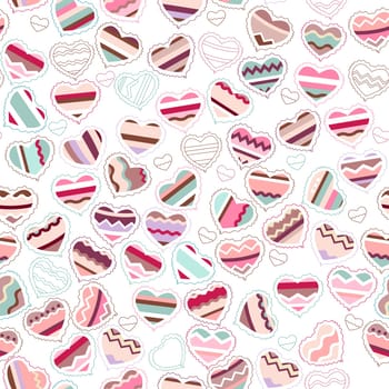 Stylized background made of contour hearts