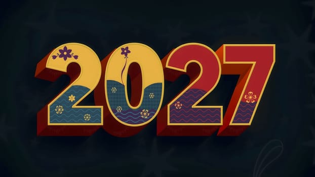 The 3d wording metallic font-weight bold year number 2027