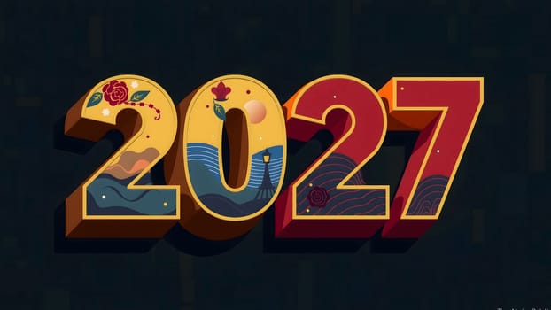 The 3d wording metallic font-weight bold year number 2027