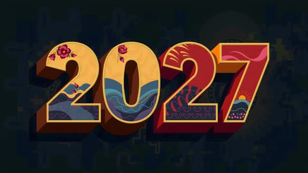 The 3d wording metallic font-weight bold year number 2027