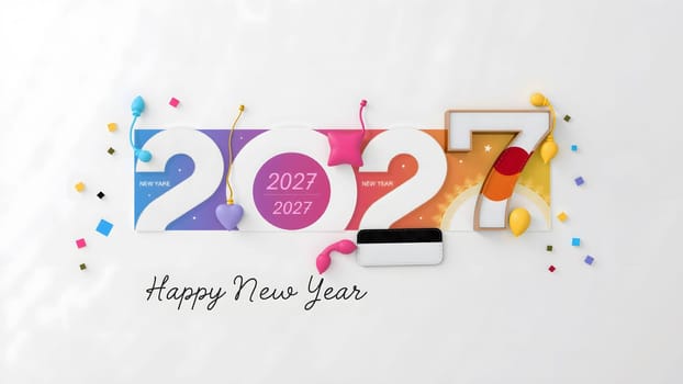 The 3d wording metallic font-weight bold year number 2027