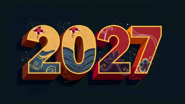 The 3d wording metallic font-weight bold year number 2027