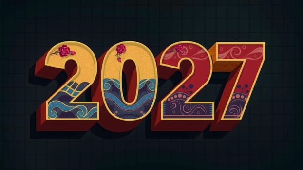 The 3d wording metallic font-weight bold year number 2027
