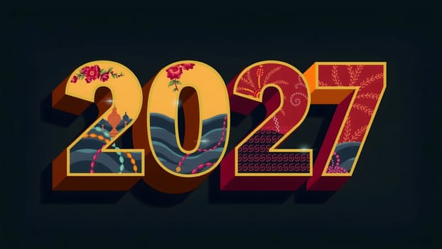 The 3d wording metallic font-weight bold year number 2027