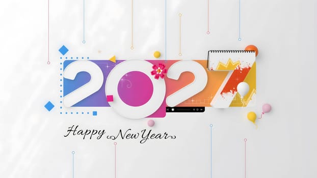 The 3d wording metallic font-weight bold year number 2027