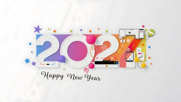 The 3d wording metallic font-weight bold year number 2027