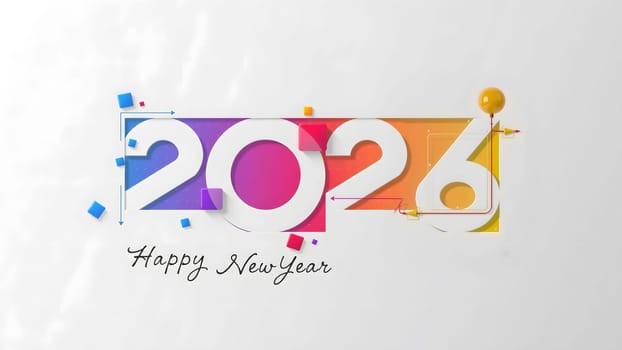 The Beautiful holiday web banner or flyer with Golden firework and sparkling number 2026