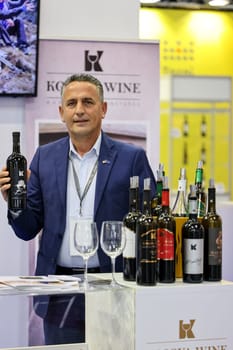 Cracow, Poland - November 5, 2021: International Wine Trade Fair ENOEXPO in Cracow. Producers of wine from all around the world meet the importers distributors and representatives.