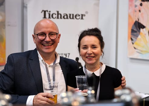 Cracow, Poland - November 3, 2021: International Wine Trade Fair ENOEXPO in Cracow. Producers of wine from all around the world meet the importers distributors and representatives.