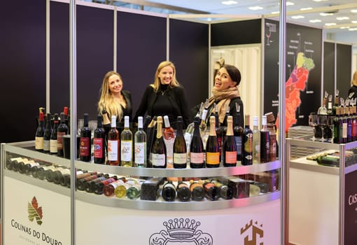 Cracow, Poland - November 5, 2021: International Wine Trade Fair ENOEXPO in Cracow. Producers of wine from all around the world meet the importers distributors and representatives.