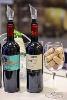 Cracow, Poland - November 5, 2021: International Wine Trade Fair ENOEXPO in Cracow. Producers of wine from all around the world meet the importers distributors and representatives.