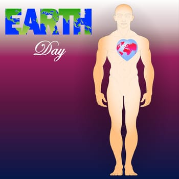 Medical Info-graphic showing earth in human hearth - Vector illustration.