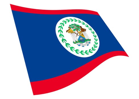 A Belize waving flag 3d illustration isolated on white with clipping path