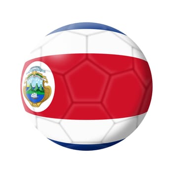 A Costa Rica soccer ball football 3d illustration isolated on white with clipping path