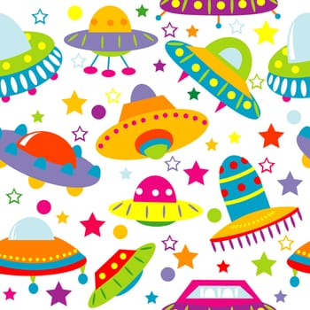 Cartoon space ship seamless