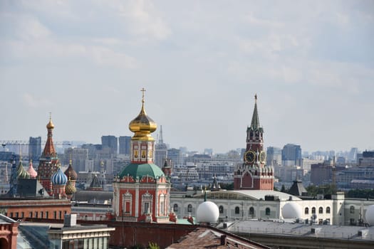 Roofs of Moscow, Russia, with many decorative towers and extravagant churches