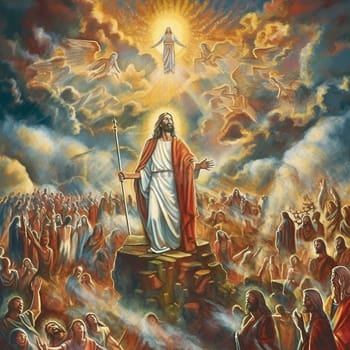 Pentecost, holy spirit upon the people, followers of Jesus Christ, christian holiday, religious belief and faith, generative AI