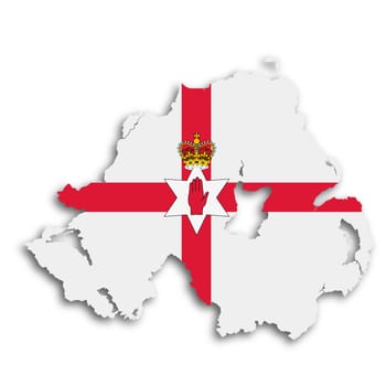 A Northern Ireland map on white background with clipping path 3d illustration