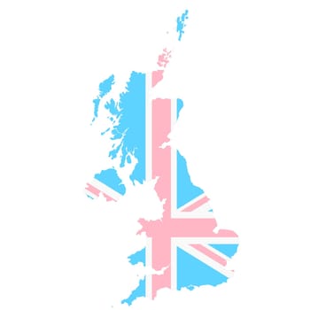 A United Kingdom Great Britain transgender flag map isolated on white with clipping path 3d illustration