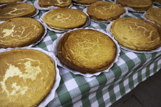 Detail of typical traditional sweet dessert, cream cake