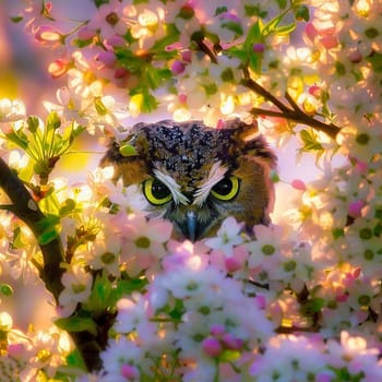 The Owl hiding in apple pear with very nice background color