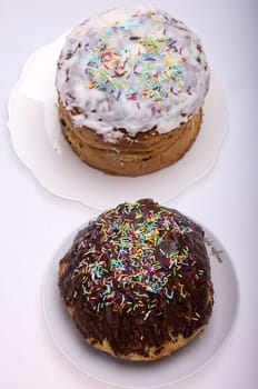 Traditional Ukrainian Easter Cake Kulich or Orthodox Christian Easter Bread.