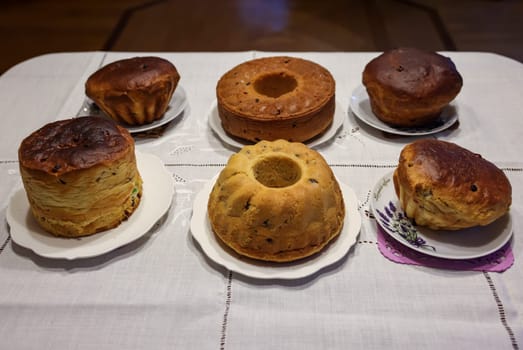 Traditional Ukrainian Easter Cake Kulich or Orthodox Christian Easter Bread.