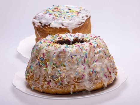 Traditional Ukrainian Easter Cake Kulich or Orthodox Christian Easter Bread.