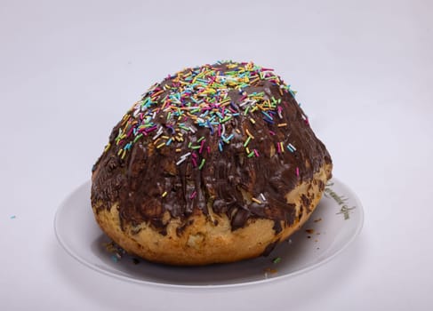 Traditional Ukrainian Easter Cake Kulich or Orthodox Christian Easter Bread.