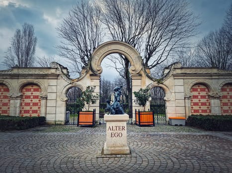 Dogs Cemetery (Cimetiere des Chiens) in Asnieres-sur-Seine, Paris France. View to the main gate and entrance to the world oldest public pet graveyard .
