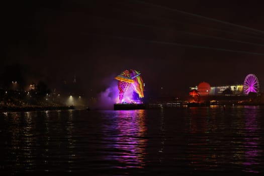 Cracow, Poland - June 4, 2022: Great Dragon Parade. The Great Outdoor Show on the Vistula River.