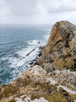 Cliffs of cape Penas landscape, Asturias, Spain. Spanish coastline panorama