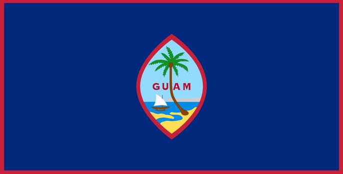 Flag of Guam. Official symbol of organized, unincorporated territory of the United States. 3D illustration. Official symbol of flag of Guam. Island country