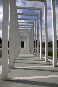 Column hall on the floating meadow in Schwerin's castle garden
